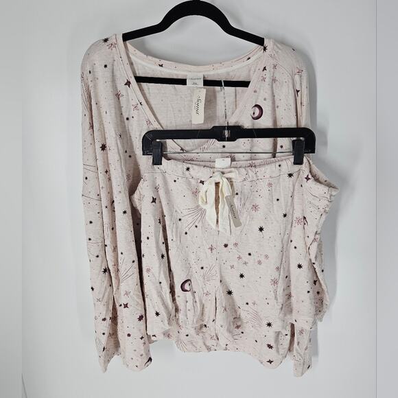 Soma Star Print Terry Long Sleeve Shorts Pajama Set XXL - Picture 2 of 13